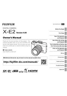 Fujifilm X E2 Version 4.00 manual. Camera Instructions.